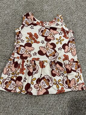 Girls' Floral Minnie Mouse Tank Top - Pink/Burgundy